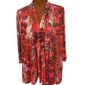 Southern Lady Light-Weight Abstract Print Cardigan, Size 1X